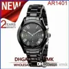100% ORIGINAL JAPAN MOVEMENT New Lovers Ceramic Black Chronograph Dial Quartz Wrist Watch AR1400 AR1401251g