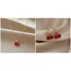 Halsbandörhängen Set 2024 Luxury Red Cherry Pendant Earring Fashion Simple Jewelry for Women