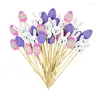 Forquilhas 100 pcs Páscoa varas de bambu ovos palitos 2024 festa buffet cupcake frutas sobremesa espeto garfo bolo toppers