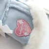 Odzież dla psów kawaii bownot płaszcz małe ubrania moda futrzana kołnierz miłosny ubranie kot słodki cukierki kolor grube miękkie produkty zimowe