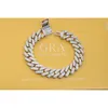 Redo att skicka S Sier Jewelry 13mm 2Row Micro Paled Moissanite Armband Cuban Link Necklace