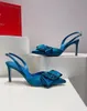 Summer Luxry Femmes Renecaovilla Sara Sandales Chaussures Slingback Bow Orné De Strass Étincelants Marche Mariage, Fête, Robe Talons Hauts