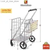 Wózki zakupowe Wellmax Wózek metalowy koszyk na sklepy spożywcze Składany koszyk dla wygodnego przechowywania i do 160 funtów stojak Q240227