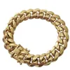 Pulsera de eslabones cubanos de Miami para hombre, acero inoxidable chapado en oro de 18 quilates, 14 mm, 280 w