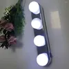 Wall Lamp 4 Bulb Makeup Mirror Light Headlight Installed Convenient Suction Cup LED Battery Powered Gift