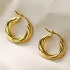 Hoop Earrings Real 18K Gold Pure AU750 Vintage Twist Fine Jewelry Gifts For Women