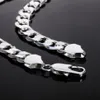12mm 18-30 tum längd Mens Silver Color Halsband Curb Cuban Link Chain Punk Fashion Jewelry Gift259n