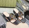 Golden Hardware Buckle Decoration tofflor Kvinnor Flat Toe Clipped Sandals Luxury Designers High Shoes Factory Factwear 35-41 med låda