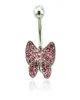 Helt nya navelringar 316L Rostfritt stål Skivstång 2 Färg Rhinestone Bow Belly Rings Body Piercing Jewelry9346314