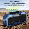 Динамики Портативный Bluetooth-динамик Ручная рукоятка Солнечное радио AM/FM Аварийное радио Светодиодный дисплей мощности Фонарик IPX5 Водонепроницаемый блок питания