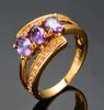 Wedding Rings Luxury Female Purple Zircon Ring Fashion Gold Color Unique Style Promise Engagement For Women2729043