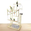 Perches Wood Parrot Playground Bird Playstand Perchers Cockatiel Playgym With Swing Ladders Feeder Bite Toys Activity Center