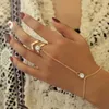 Charm Bracelets Bohemia Punk Link Chain Ring Connected Gold Color Metal Finger Hand Harness Fashion Jewelry Women