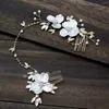 Fermagli per capelli Sposa Matrimonio Corona di fiori Viti dorate Gioielli Fasce per capelli di perle con pettini Accessori per feste di compleanno per ragazze da donna