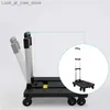 Shopping Carts Portable luggage cart foldable aluminum handcart black tool handcart storage cart with 4 wheels Q240227