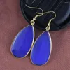 Dangle Oorbellen KFT Natuurlijk Kristal Kwarts Haak Vrouwen Meisjes Oorbel Labradoriet Turquoise Cat Eye Steen Waterdruppel Eardrop Sieraden Geschenken