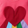 Flickklänningar Saileroad 2024 Autumn Children's Clothing Heart Rainbow Long Sleeve Outfit Baby Girls Princess Dress Cotton Children kläder