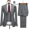 Kostymer cenne des graoom elegant grå tweed kostymer för män enstaka bröst 1 knappar jacka västbyxor smal passform bröllop affärsmöte