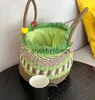 Beach Bags Designer Grass Woven Handbag Fashion Green Leaf Apple Tourism Street Trend Girl Shoulder Bag Top TotesH24227