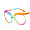 Sunglasses Fashion Oversized Square Rainbow Myopia Glasses Women Men Large Frame Nearsightedness Eyeglasses