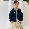 Jackor 2024 Spring Girls Korean Solid Color Loose Denim Top Children's Multi Layered Cake Spliced ​​Dress Baby Girl Winter Clothes