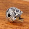 Pendants BOCAI New S925 Silver Punk Style Carved Tang Grass Pattern Skull Pendant Vintage ThreeWay Bead DIY Jewelry Accessories