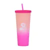 Tumblers Dubbellaags Plastic Strobeker 710 ml Grote Capaciteit Creatieve Stropdas Hand Durian Draagbare Diamant