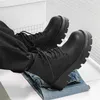 Bottes Vintage Hommes Chunky Talon Cheville Goth Punk Mâle Plateforme Combat Fond Épais En Cuir Moto