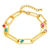 Mode Zircon trombone conception lien chaîne en acier inoxydable Bracelet Bracelet pour femmes filles cadeaux n1491