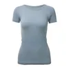 LU-LU manga curta 1.0 yoga wear feminino ginásio camiseta topo sexy secagem rápida esporte exercício da manhã correndo em torno do pescoço