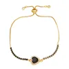 Charme pulseiras flola minúsculo cz cristal coração vermelho para mulheres banhado a ouro corrente de tênis ajustável jóias delicadas brtm38