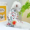 Vêtements de chien 1PC Pet Cat Printemps Automne Couleur Mince Bulle Quatre Pattes Pyjamas Blancs Avec Boucle De Cordon Pour Petits Chiens Moyens