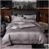 Trapunte Set Tessili per la casa Set biancheria da letto in cotone egiziano Colori puri Ricamo Letto Piumino Er Lenzuolo High End Premium King Queen Size Dhwkb