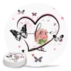 Table Mats Love Butterfly Flowers Tulip Watercolor Coasters Ceramic Set Round Absorbent Drink Coffee Tea Cup Placemats Mat