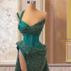 Emerald Evening Gowns Prom Dresses Long One Shoulder Sequined Lace Evening Dresses Elegant for African Nigeria Black Women Birthday Dresses Engagement Gown AM030
