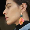 Orecchini pendenti Europeo acrilico petalo fiore floreale orecchino colorato nappa lunga per le donne Mujer Pendientes gioielli moda