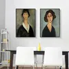 Paintings Famous Works Wall Art Canvas Amedeo Modigliani Figure Painting Vintage Women Portrait Poster Cuadros Decor