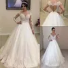 2024 Nouveau Dubaï élégant manches longues a-ligne robes de mariée élégante pure col rond dentelle appliques perlées Vestios De Novia grande taille robes de mariée longues avec boutons