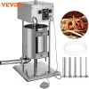 Grinders VEVOR 10L/12L/15L Electric Sausage Filler Sausage Stuffer Sausage Maker Vertical Commercial Grade with 5 Filling Funnels