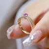 Anillos de racimo UNICE Vintage Real 18K Oro amarillo sólido AU750 Joyería Diamantes naturales Forma de corazón Zafiro rosa 0.45s para mujeres