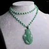 Anhänger Natürliche grüne Jade Goldfisch Anhänger Perlen Halskette Frauen Edlen Schmuck Jade Fisch Charms Pullover Kette Für Freundin Mama Geschenke