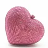 Evening Bags Red Full Diamond Women Clutch Rhinestone Wedding 2021 Crystal Heart Shaped Ladies Dinner Bag Pink Clutches1321z