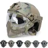 Caschi tattici Casco tattico + maschera + set di occhiali Casco airsoft paintball da esterno con occhiali Caschi FAST PJ CS Gioco Protezione integrale L2402