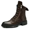 Botas Vintage italiano de lujo de cuero genuino 2024 diseñador de invierno moda zapatos de negocios cálidos tobillo gamuza hombre social