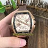 NY SARATOGE V 45 SC DT COBRA Snake Mönster Dial Japan VK Quartz Chronograph Movement Mens Watch Rose Gold Case Leather Strap Watc274o