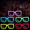 LED LIGHT Wireless Up Occhiali da sole a pixel Led Blow negli occhiali neon scuri per la festa rave Halloween 0416