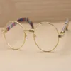 Vintage Optische Glazen Frame Ronde Frame Pauw Houten Been Brillen Frame Bril voor Mannen Vrouwen Bijziendheid Frames 55mm met Orignal 262a