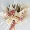 Fleurs artificielles d'herbe de Pampa naturelle, Bouquet de mariage rustique Vintage pour demoiselle d'honneur, fleurs séchées Boho, 240223