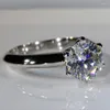 Anillos de racimo Real 18K Oro sólido Mujeres Aniversario de boda Anillo de fiesta de compromiso 6 7 8 9 10 CT Redondo Moissanite Diamante Clásico Moda
