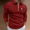 T-shirts pour hommes Nouvelle vente chaude Mode Été Casual Homme T-shirt Zipper Stripe À Manches Longues Hommes Petit Haut T240227